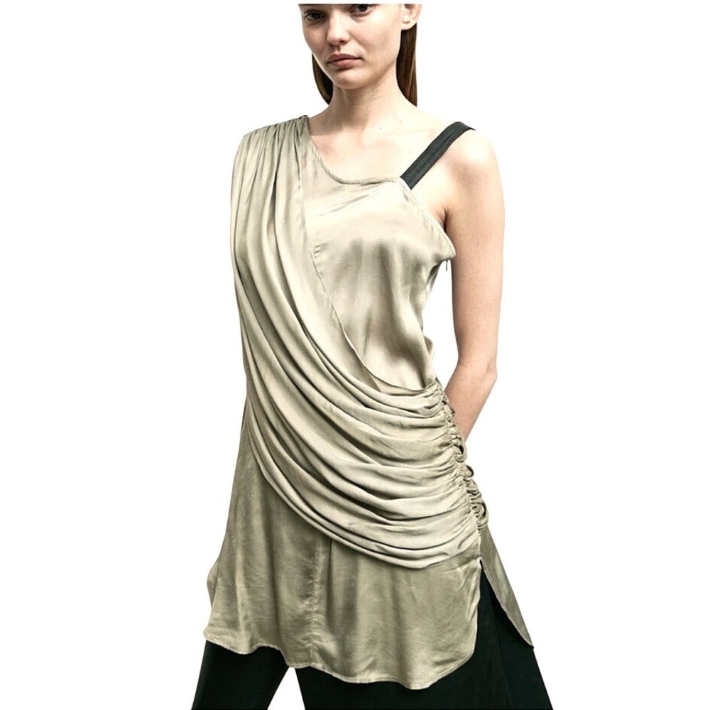 Free People x Nicholas K Valencia Tunic Asymmetric Draped Metallic Leather M